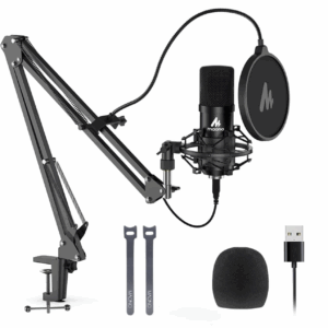 USB Microphone, MAONO 192KHZ/24Bit Plug & Play PC Computer Podcast Condenser Cardioid Metal Mic Kit with Professional Sound Chipset for Recording, Gaming, Singing, YouTube (AU-A04)